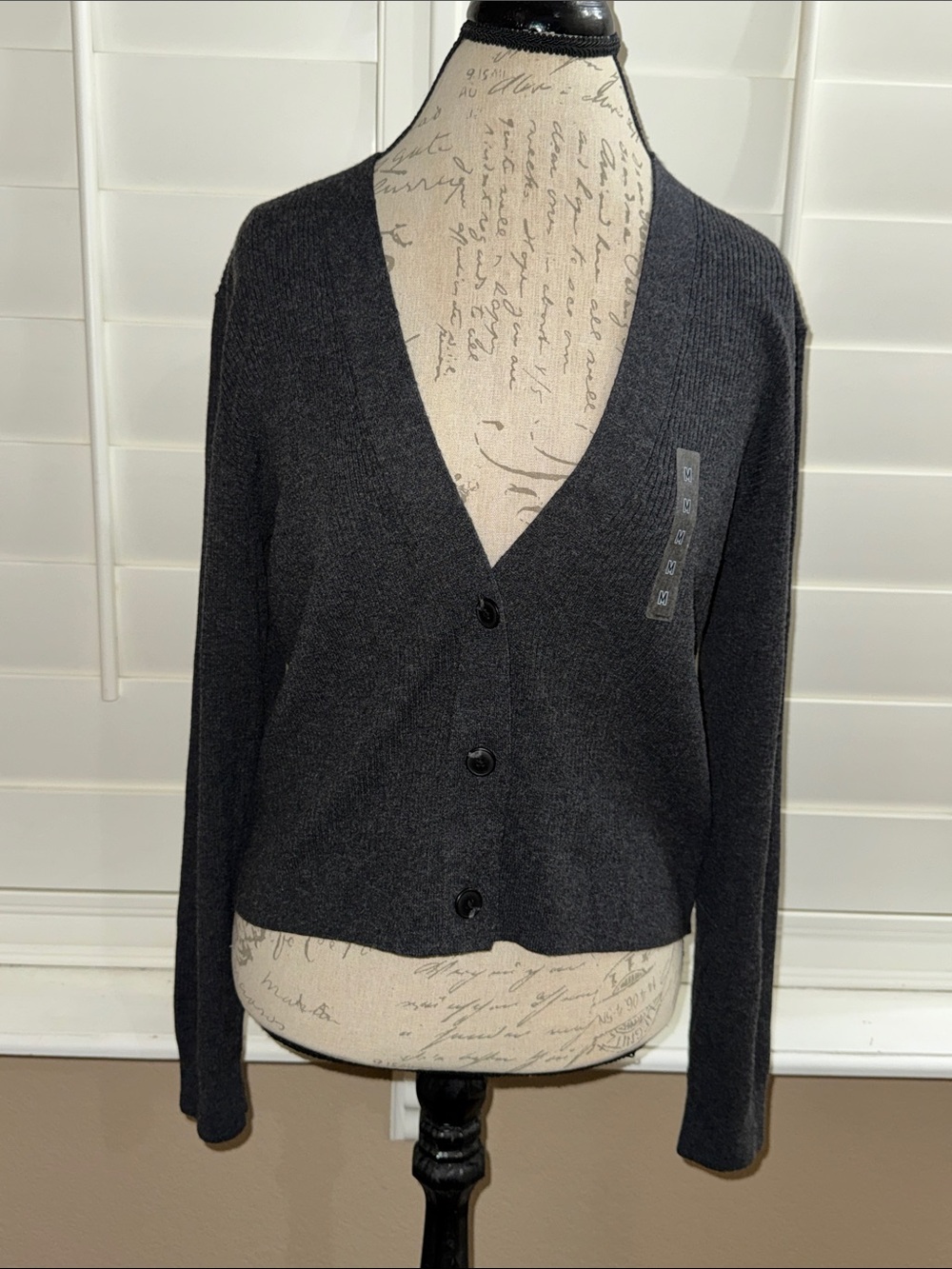 Uniqlo Washable Knit Ribbed Cardigan Dark Gray